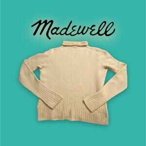 Madewell Cream Merino Wool Alpaca Fur Blend Mock Neck Stretch Sweater Size XS